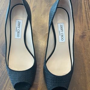 Jimmy Choo Black sparkly shoe. Size 39. Excellent condition.
